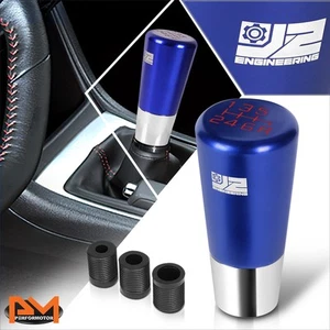 J2 Tapered Cylindrical Shape Aluminum 6-Speed Manual Shift Knob Blue+Adapters - Imagen 1 de 5