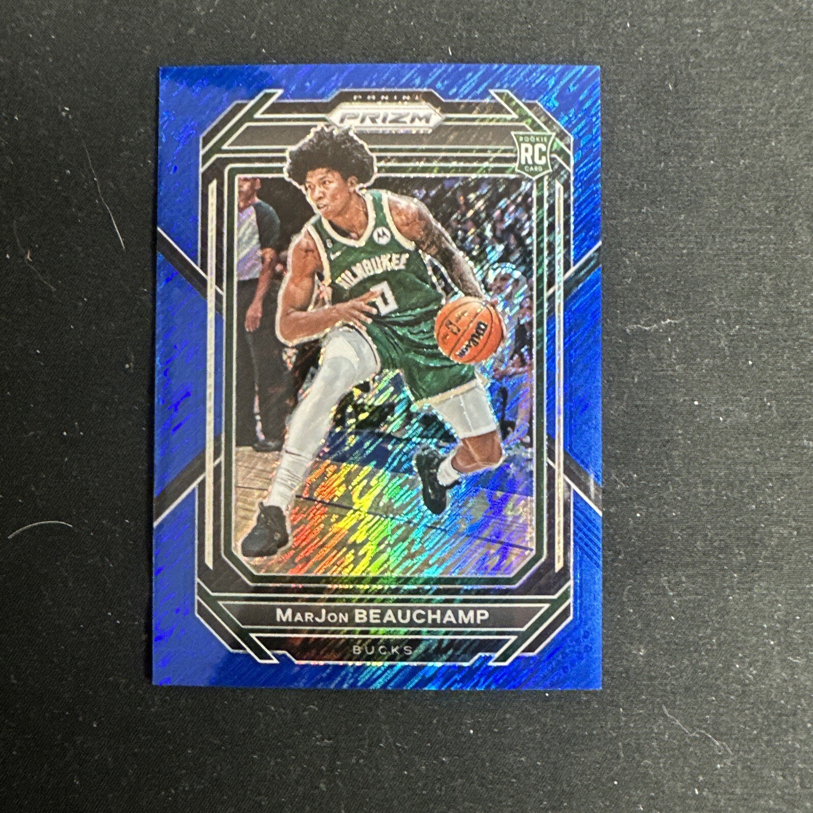 2022 Prizm MarJon Beauchamp Rookie RC #268 Blue Shimmer /35 Beautiful! Bucks!