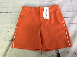 Janie and Jack Boys Size 4 Solid Casual Shorts Stretch Orange White Trim Pockets - Picture 1 of 9