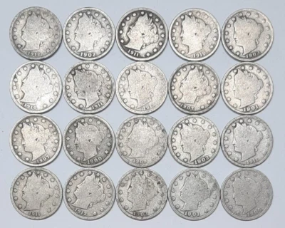 Half roll of 20 Liberty V Nickels--NICE Variety of Dates! - Image 1 of 2