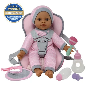 Doll Travel PlaySet - Baby Doll Car Seat Carrier Backpack with 12 Inch Doll - Picture 1 of 8