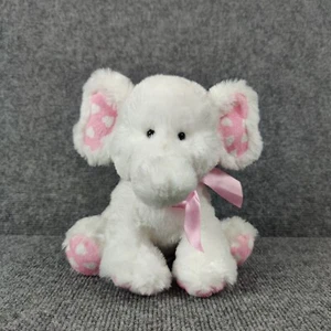 Ganz Elephant Plush White Hearts Pink Ears Bow Rare Emerson 10" Soft Stuffed Toy - Picture 1 of 12