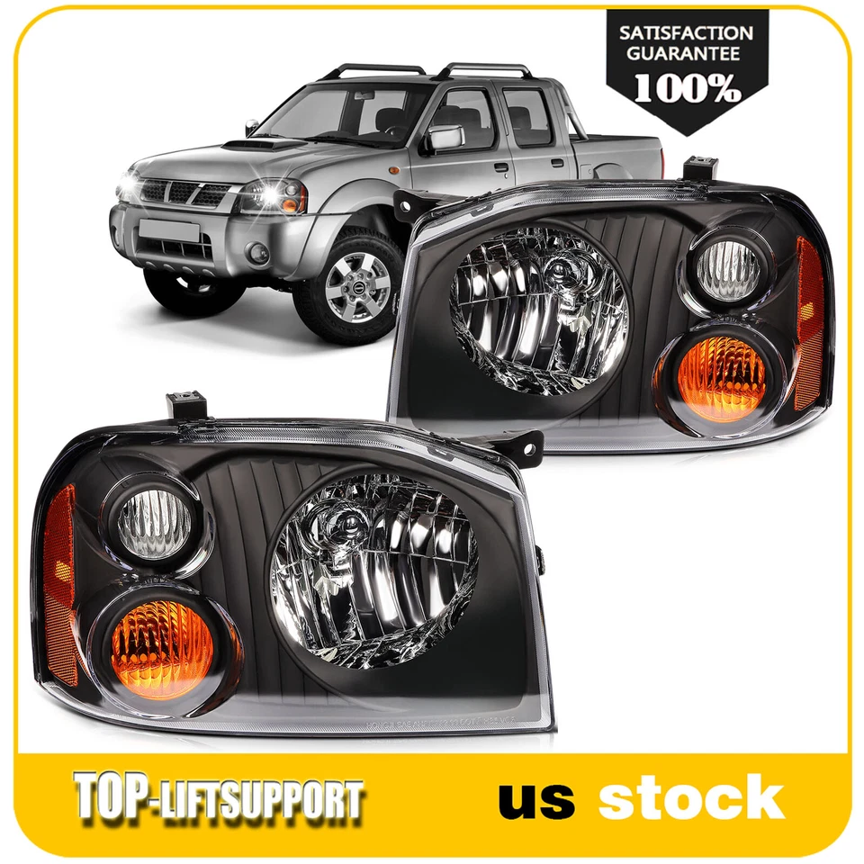 Conjunto de faros para Nissan Frontier 2001-2004 carcasa negra izquierda+derecha Foto 1 de 4