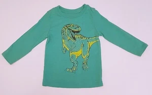 Cat & Jack Dinosaur Shirt Boys Size 3T Long Sleeve T-shirt Top Aqua Blue - Picture 1 of 4