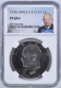 1976 S Eisenhower Ike Dollar Type 2 -- $1 NGC PF69 STAR ✯  ✯ STAR Rare Proof ✯ ✯ - Picture 1 of 2