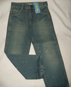 Gymboree Boys Jeans Size 6 Blue Denim Pants with Paint Splatter Adj waist NEW - Picture 1 of 1
