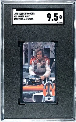 1979 Golden Wonder All Stars #21 James Hunt F1 Racing Card SGC 9.5 Mint+ POP 4 - Image 1 of 2
