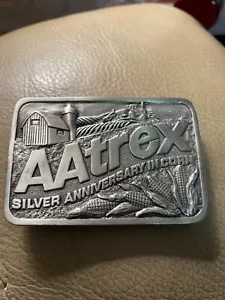 1985 AAtrex Silver Anniversary in Corn - Farming Seed Sales Vintage Belt Buckle - Picture 1 of 2
