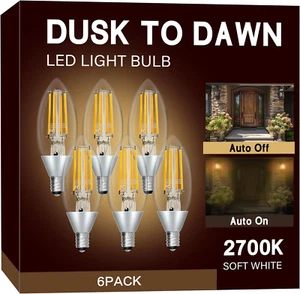 Dusk to Dawn Light Bulbs Outdoor Candelabra 5W Equivalent 40W 2700K Soft White - Picture 1 of 1