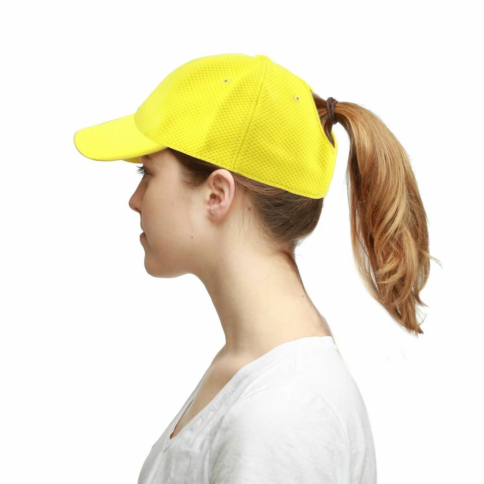 Baseball Cap - Ponytail High Bun Stretch Fit Mesh Quick Dry Structured Hat  - Image 1 of 1