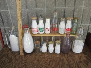 KONVOLUT ALTE GLAS MILCHFLASCHEN TEILS SELTEN & VERSCHLÜSSE MILK BUILDS CHAMPIONS - Bild 1 von 24