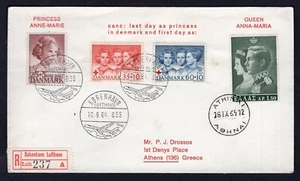 DENMARK 1964 FDC Cover to Greece, Red Cross Semi-Postals, Royalty Dual Franking - Picture 1 of 2