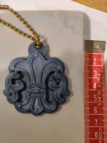 Ltd Ed Chrome Hearts Keyring Bagtag G Brass Effect Chain Blue On Blue Plastic