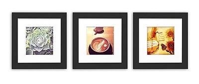 Set of 3 6x6 Square Picture Wood Frames Collection with White Mat for 4x4 Photo - Image 1 of 3