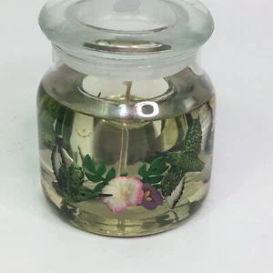 Hummingbird Floral Jar Candle Clear Gel One Wick Sealed Lid - Picture 1 of 7