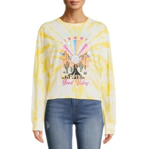 No Boundaries Juniors M 7-9 Long Sleeve Tie Dye Graphic T-Shirt Lunar Yellow - Picture 1 of 5