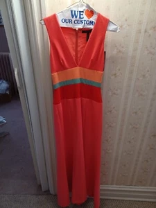 Vestido para mujer BCBGMAXAZRIA naranja Lizzete rayas texturizadas talla 0 - Imagen 1 de 9