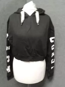 Topshop Hooded Cropped Sweatshirt Black UK 8 RRP £28 LN042 BB 07 - Picture 1 of 5