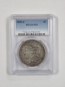 1892-S Morgan Silver Dollar PCGS F15 - Picture 1 of 2