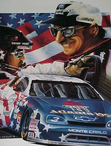 Rare 1996 DALE EARNHARDT SR ~ Original Nascar Racing POSTER USA Atlanta Olympics Cover
