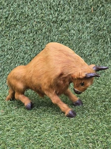 Vintage Antique Brahman Mini Real Fur Ox Or Bull Figurine Toy Hand Stitched 12" - Picture 1 of 10
