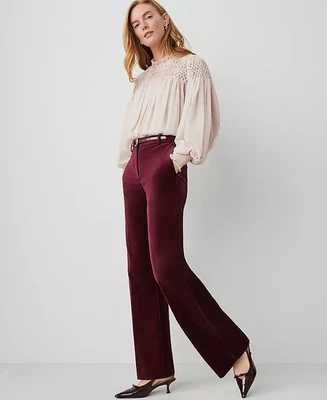 NEW ANN TAYLOR $139 MAUVE ROSE VELVET JAYNE TROUSER PANTS SZ 10 - Image 1 of 3