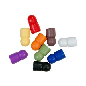 Mini Wood Player Pawn Peg Tokens Board Game Replacement Parts Rainbow Mix (9pcs) - Picture 1 of 3