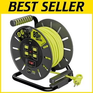 Retractable Extension Cord Reel with 4 Grounded Outlets - Picture 1 of 9