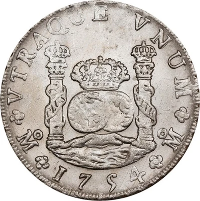 México: Ferdinand VI, 8 reais 1754-Mo MM, NGC AU-58, Cidade do México em perfeito estado, KM 104.1 - Imagem 1 de 4