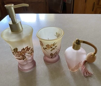 Bathroom Accessory Set With Vintage Perfume Bottle Included. - Image 1 of 4