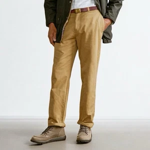 Pantalone chino Orvis 42 x 30 polsini elasticizzato kaki marrone piatto davanti classico casual nuovo - Foto 1 di 11