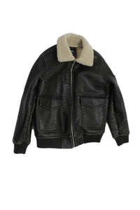 Zara Childrens Boys Faux Leather Full Zipper Bomber Jacket Brown Size 11-12 - Picture 1 of 5