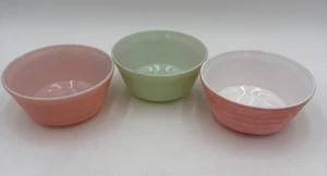 3 cuencos de sopa o cereales pastel de platonita vintage Hazel Atlas MODERNTONE - Imagen 1 de 10