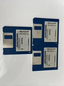 Microsoft MS-DOS 5.0 Disketten für HIGHSCREEN Computer (3 Stück Komplett) - Bild 1 von 2