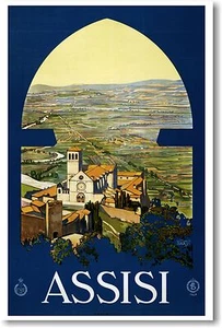 NUEVO Póster de arte vintage de viaje - Asís Italia 1920 - Imagen 1 de 1