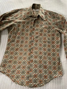 Vintage Classic 70s Butterfly Collar Button Up Psychedelic Disco Boho Hippy Rock - Picture 1 of 8