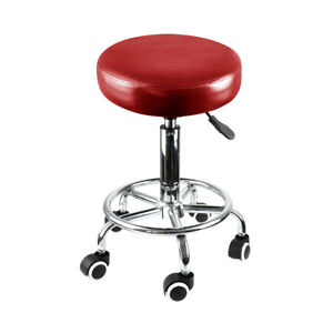 Levede Salon Stool Swivel Barber Stools Bar Chairs Lift Hairdressing Round Red