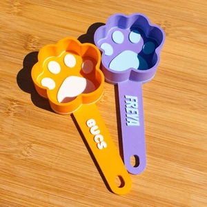 Personalized Cat Name Food Scoop,  Custom Pet Measuring Cup, Cat Paw Food Spoon - Picture 1 of 5