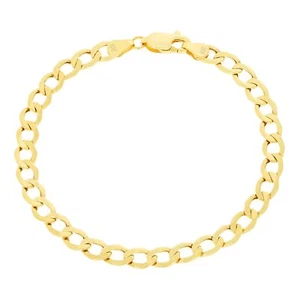 10K Yellow Gold 5.5mm Italian Curb Cuban Link Chain Bracelet Mens Women 7" 8" 9" - Picture 1 of 66