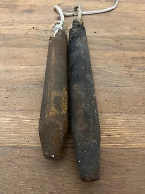 Cast Iron Window Sash Weights 4 1/2 lbs set pair Two matching antique - Image 1 of 3