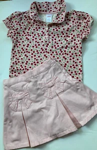 Vintage Gymboree CHERRY PIE Polo Shirt Size 7 Pleated Skort Skirt 7 Slim Outfit - Picture 1 of 5