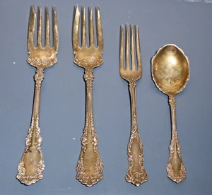 Lot of 4 Vintage Rogers Silverplate Flatware 2 Serving Forks Regular Fork Spoon - Picture 1 of 2