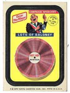 Topps Wacky Packages 1975 14th Series 14 Oscar The Mayor espalda blanca casi nuevo - Imagen 1 de 1