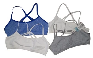 🌺 Girl's L Seamless Pullover Bra 4 Lot New White Blue Gray Bras Hanes Large - Picture 1 of 7