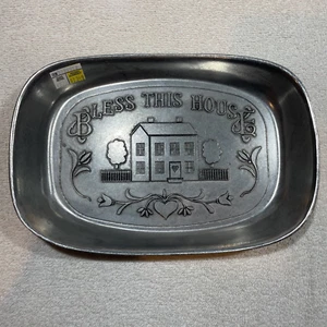 WILTON ARMETALE “Bless This House” Pewter Serving Tray Plate 9”x6.5” - Picture 1 of 9