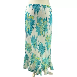 Vtg. Cato Maxi Skirt Floral Print 90s Y2K Fairy Cottage Sheer Sz. M Ruffled Hem - Picture 1 of 10