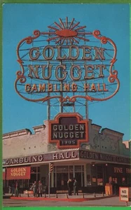 Vintage Nevada NV Postkarte goldenes Nugget Glücksspielhalle Casino altes Schild Las Vegas - Bild 1 von 4