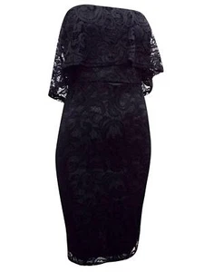 SALE 🌼 QUIZ 🌼 STRETCH BLACK LACE BARDOT OCCASION DRESS 🌼 SIZE 10 12 14 16 18* - Picture 1 of 3