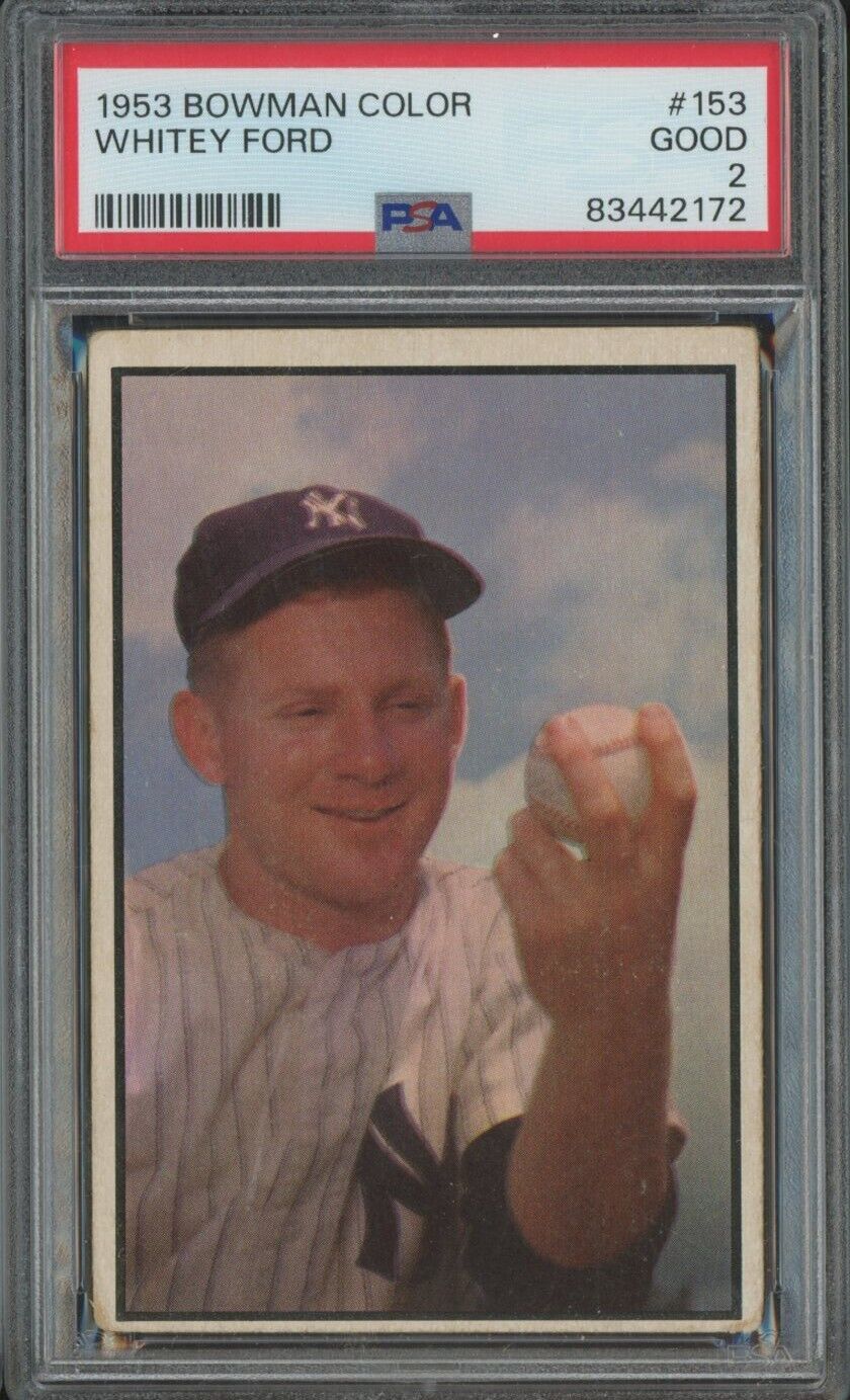 1953 Bowman Color #153 Whitey Ford New York Yankees HOF PSA 2 GOOD