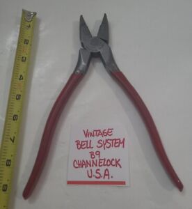 Bell System ChannelLock Lineman Pliers B9 Vintage USA Old Hand Tool Linesman 
